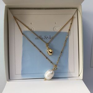 Stella & Dot Delicate Double Pearl Pendant